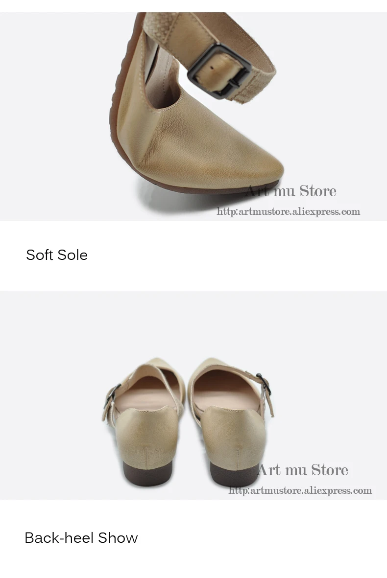 Artmu; оригинальные весенние новые женские туфли с острым носком в стиле ретро; сандалии ручной работы из натуральной кожи с ремешком и пряжкой; туфли на плоской подошве; J601-12