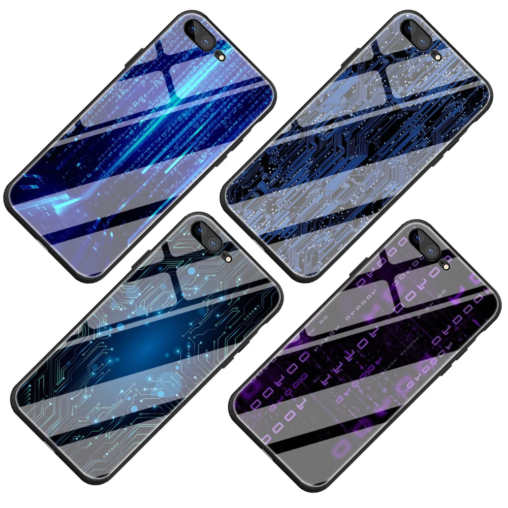 Модный чехол из закаленного стекла с матричным кодом для iphone SE 2020 5 5S 6 6S Plus 7 8 X XS XR 11