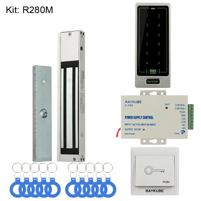RAYKUBE система контроля доступа с сенсорной клавиатурой RFID считыватель электронный дверной замок полный комплект для домашнего офиса - Цвет: 280M