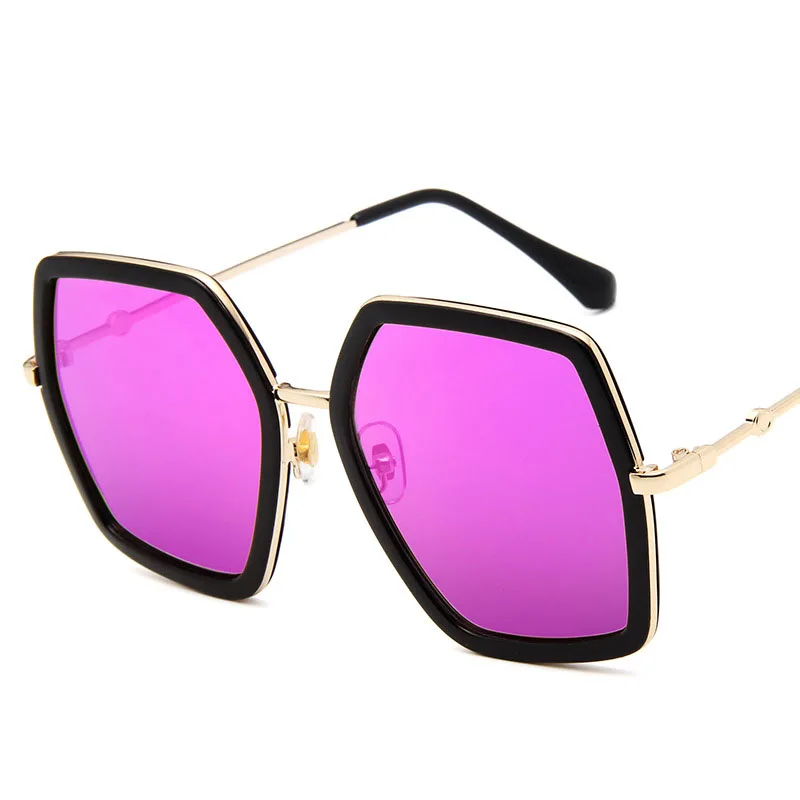 LeonLion Роскошные полигональные солнцезащитные очки с большой оправой женские дизайнерские дорожные солнцезащитные очки для мужчин классические ретро уличные очки - Цвет линз: Black Purple