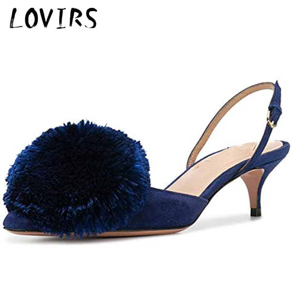 Lovirs/женские туфли-лодочки; синие туфли-лодочки с острым носком на каблуке «рюмочка»; босоножки на низком каблуке; обувь для вечеринки и свадьбы - Цвет: Blue