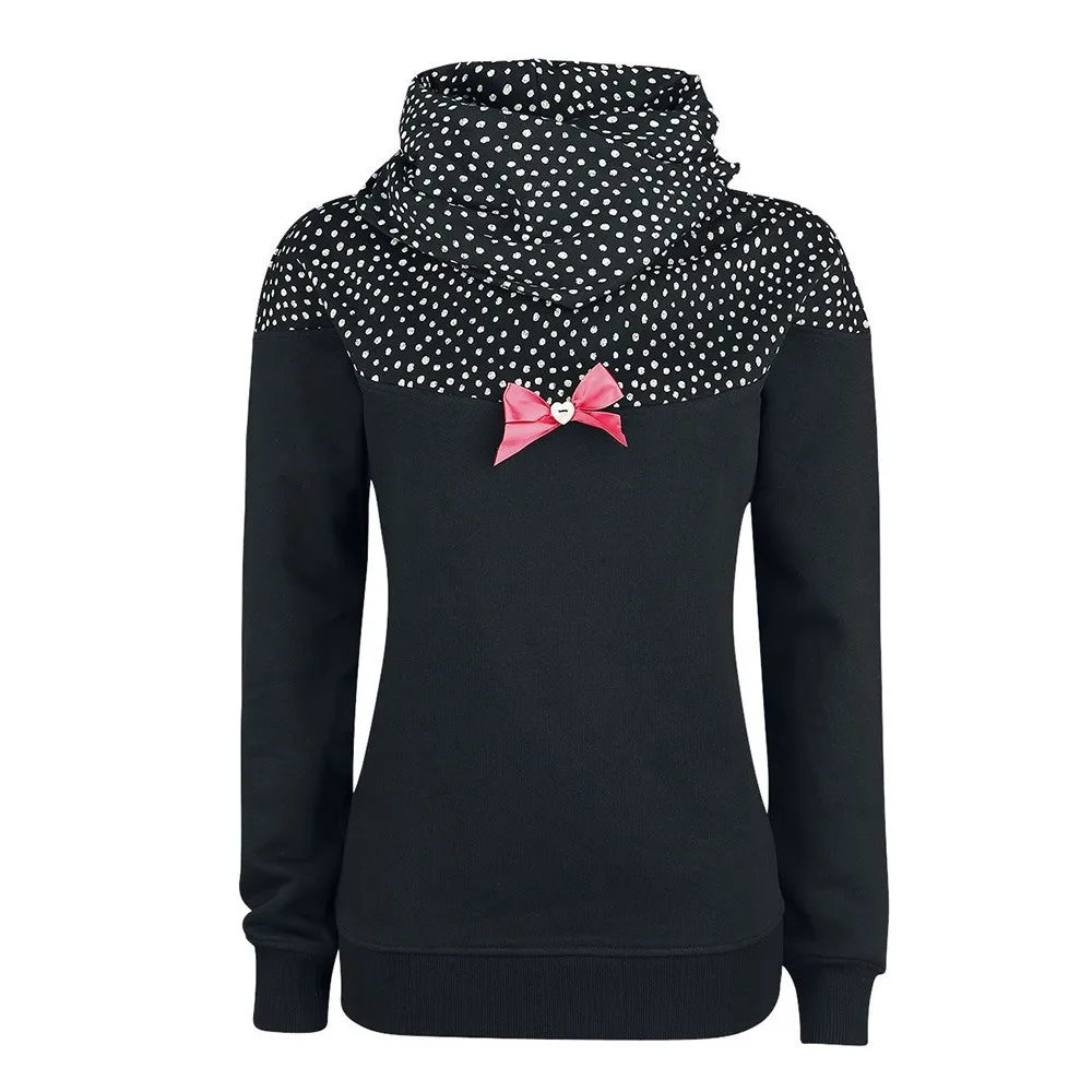 Black Polka Dots Hooded Hoodies 2018 New Fall Popular Fitness Straight ...