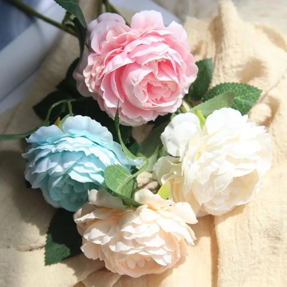 

Artificial flowers Peony Vivid flores artificiales Fake Silk Rose Western Rose Bouquet Bridal Wedding decor wreath gland home 30