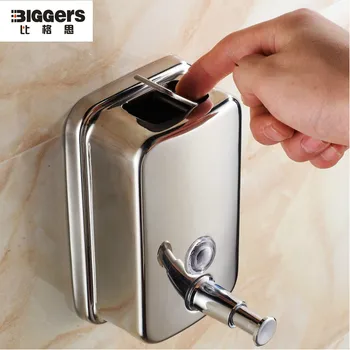 

Free shipping,304 stainless steel wall hanging hotel school bathroom hand soap dispenser liquid soap box capacity 500ML 800ML