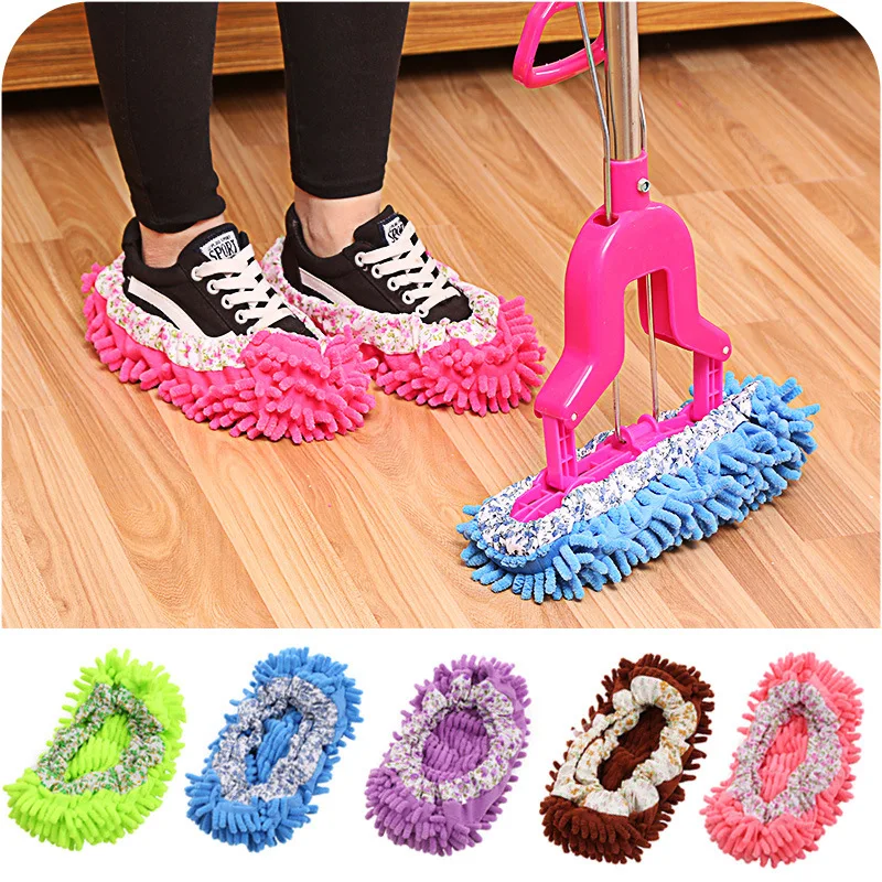 1Pair 25cm*12cm Multifunction Microfiber Dust Mop Slippers Novelty