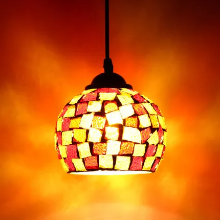 Artpad, Ретро Декор, Турецкая мозаика, лампы для спальни, бара отеля, retautant, подвесные светильники E27, светодиодный светильник из разноцветного стекла - Цвет корпуса: R type