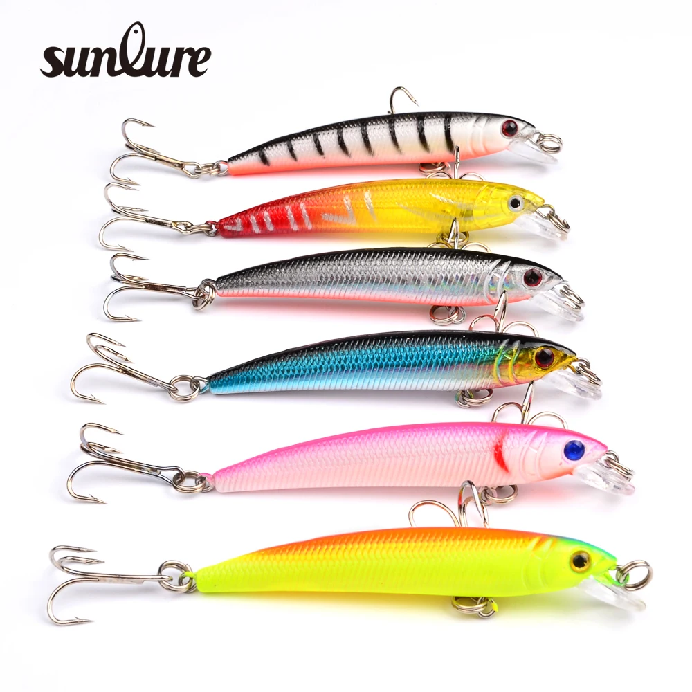 2016 Sunlure premier pro series fishing lures 2 hooks Minnow Lure 6pc/lot Fishing bait 7.5CM/5.6G tackle | Спорт и развлечения