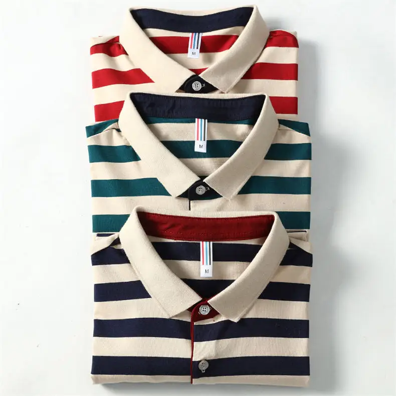 2018 Summer Mens Polo Shirt Classic Striped Cotton Short Male Polo Men Tees Breathable Quick Dry Plus Size 4XL Red Muls Brand-13
