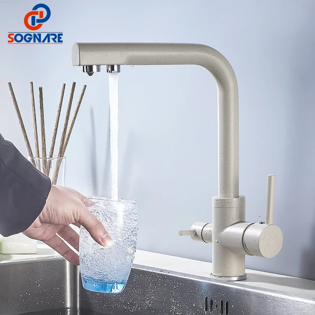 Best Price SOGNARE Khaki Filtered Water Mixer 360 Degree Rotation Kitchen Tap 3 Way Water Filter Tap Water Solid Brass Kitchen Faucets Best Price SOGNARE Khaki Filtered Water Mixer 360 Degree Rotation Kitchen Tap 3 Way Water Filter Tap Water Solid Brass Kitchen Faucets