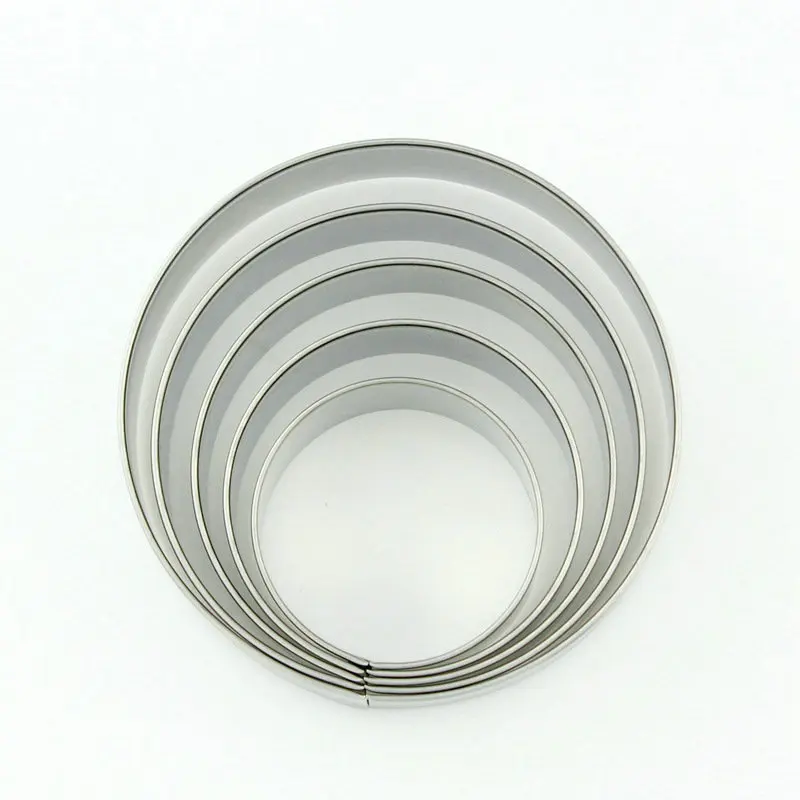 

5Pcs Round Cookie Cutter Set Stainless Steel Biscuit Cutter Metal Cookie Mold Baking Tools Cake Decoration