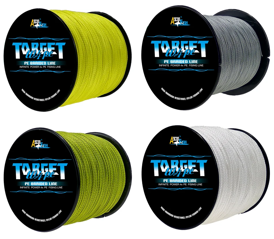 Linha de Pesca Ascon Peixe Trançada 4 Fios Fio Tecido Trança Multifilamento Super Forte 6-100lb 1500 m pe 15 High Quality Esporte e Lazer
