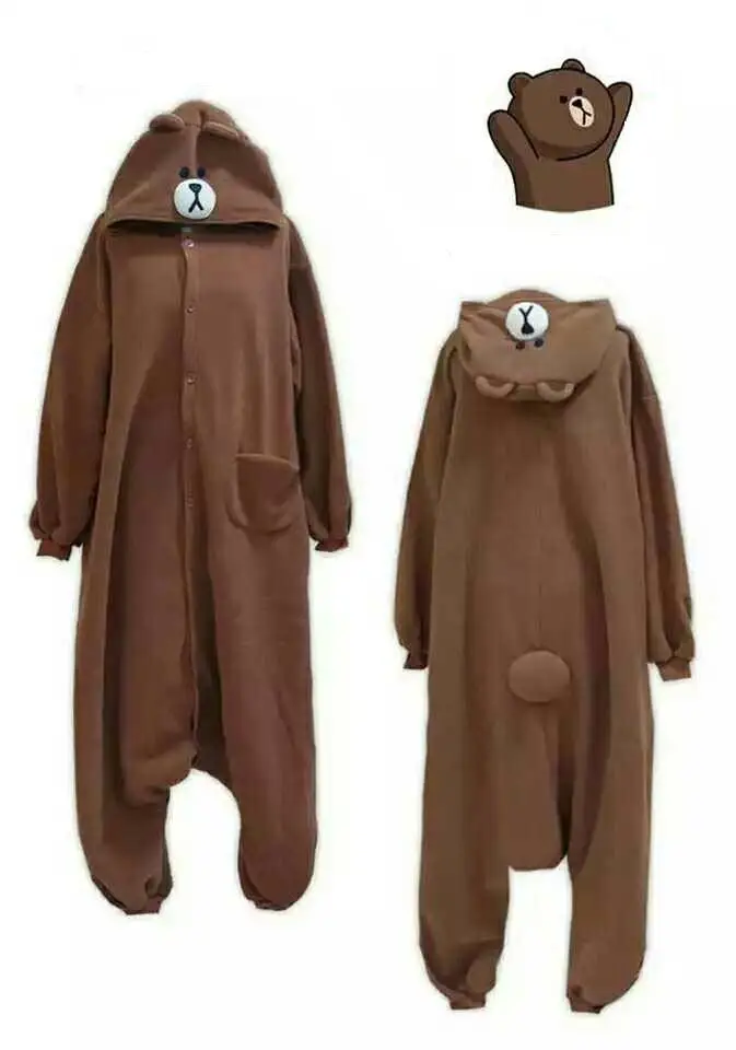 

New Brown Bear Pajamas Adult Onesie Rabbit Sleepwear Costume Cosplay Jumpsuit Pyjamas Romper Party Carnival Christmas Kigurumi