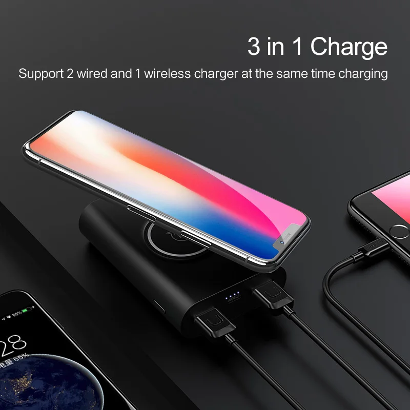 QI Wireless Charger & Power Bank Dual USB Ports 8000mah USAMS 5W Pad Power Bank Built-in Wireless Charging Universal PowerBank QI Wireless Charger & Power Bank Dual USB Ports 8000mah USAMS 5W Pad Power Bank Built-in Wireless Charging Universal PowerBank