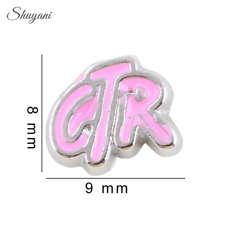 

20PCS Wholesale Zinc Alloy Pink CTR Charms Letter Floating Locket Charms for Memory Glass Locket