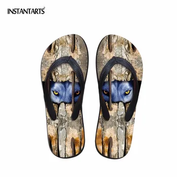 

INSTANTARTS Summer Fashion Men's Flip Flops Animal Print Beach Sandal for Men Flat Slippers Non-slip Flipflop Shoes Man Pantufa