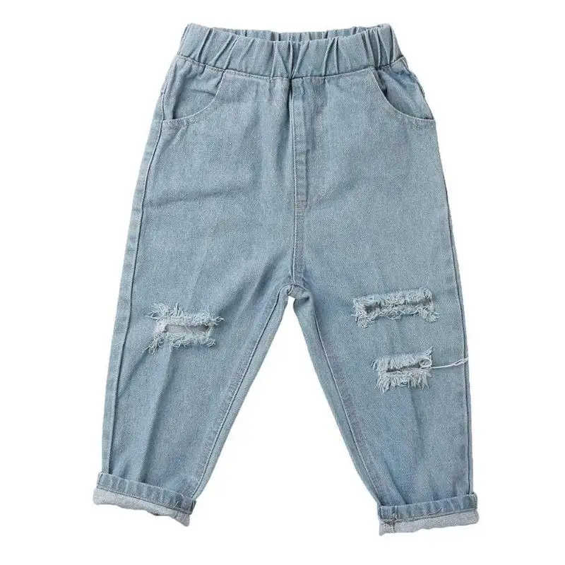 

Children Fashion Personality Light Color Holes Jeans Denim Pants Trousers