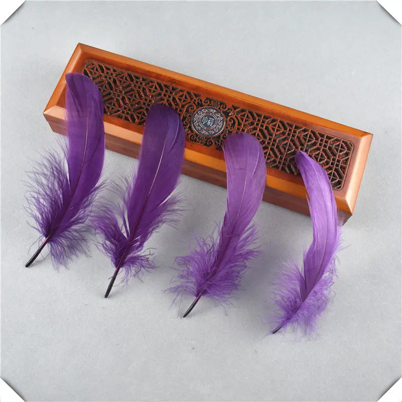 Высокое качество, натуральный цвет, окрашенные гусиные перья, 20 шт./лот, 13-18 см, 5-7 дюймов, сделай сам, ювелирные украшения, Шлейфы и перья для рукоделия - Цвет: Purple Red