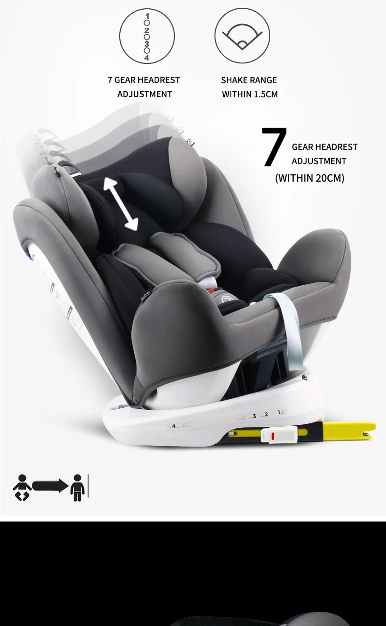 Reebaby 906 (grey) Children Car Safety Seat Adjustable Sitting and Lying Kids safety belt Booster Seat not isofix