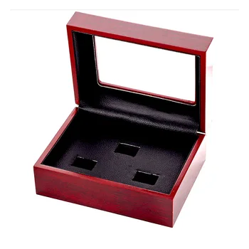 

2 hole brown wooden ring display box for rings set