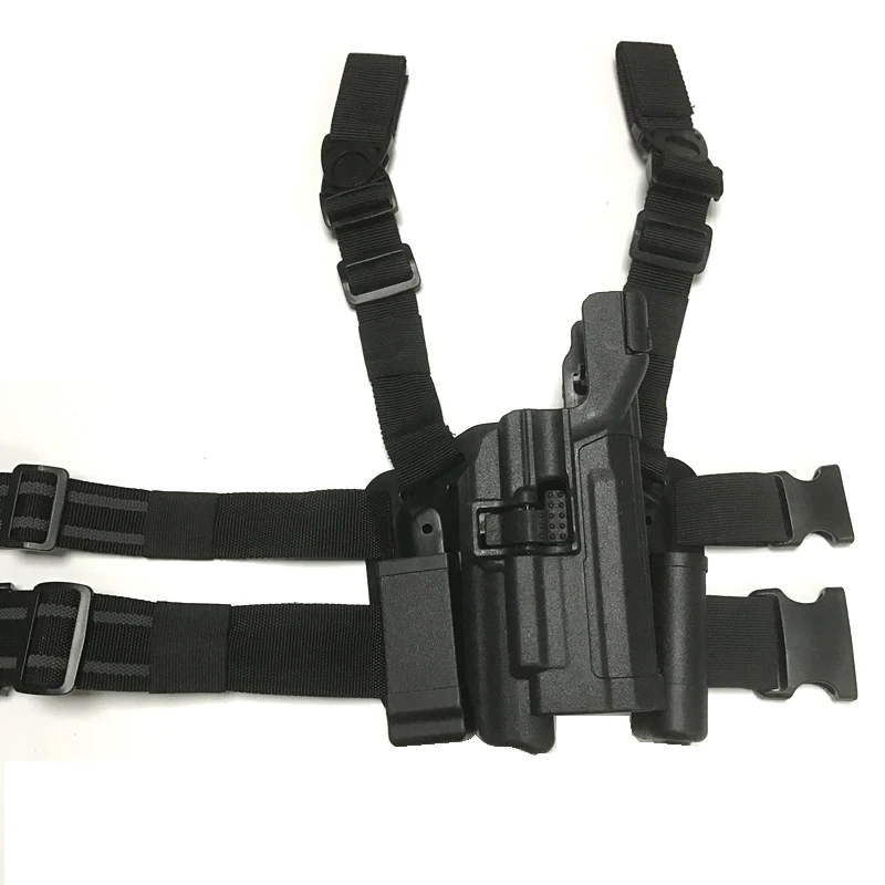 

Hunting Tactical Gun Holster Right Hand Airsoft Combat Pistol Thigh Leg Handgun for HK USP With Flashlight W/ Magazine Pouch