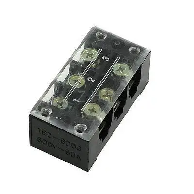 

600V 60A Dual Row 3 Position Screw Terminal Block Connector