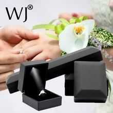 Делюкс светодиодный светящаяся искусственная кожа бриллиант коробка для хранения ювелирных изделий и колец подарочные коробки для украшений с подсветкой Подвеска серьга браслет ожерелье набор Органайзер