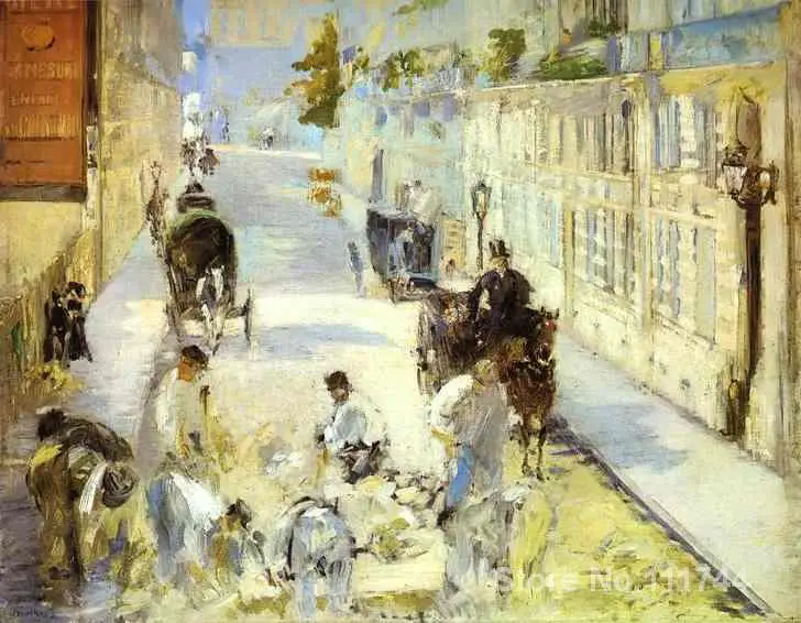 

Art gift The road menders Rue de Berne Edouard Manet Oil paintings on canvas Handmade High Quality