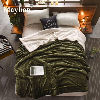 

18color thick warm coral wool winter warm flange flannel blanket travel sofa bed blanket coral cashmere blanket 200*230CM T179-2