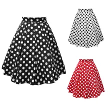 JAYCOSIN, женские юбки, модные женские винтажные плиссированные юбки размера плюс в горошек, мини юбки трапециевидной формы длиной до щиколотки с принтом