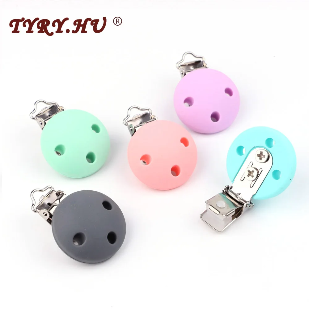 

TYRY.HU 5pcs Round Pacifier Clip BPA Free Silicone Bead Baby Teether teething Accessories Clip Nipple Clasps Toy DIY Bead Tool