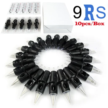 

Professional 9RS 10Pcs/Lot New Black Disposable Cartidges Permanent Makeup Needles for Tattoo Eyebrow Needles agulha tatuagem