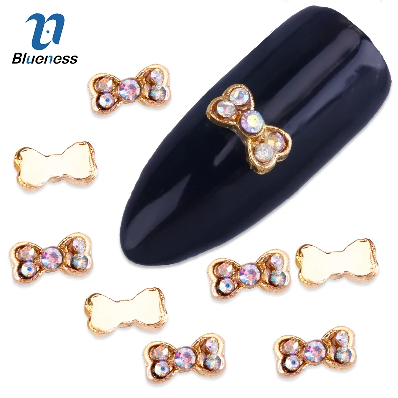 Blueness 10Pcs Colorful Nails Rhinestones Charms Alloy Nail Studs