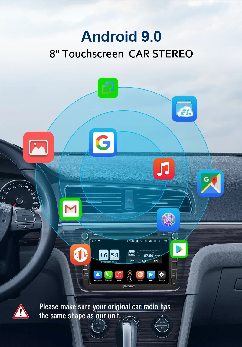 Pumpkin 2 Din 8 &quotAndroid 9 0 GPS Авторадио Стерео автомобильный мультимедийный плеер для