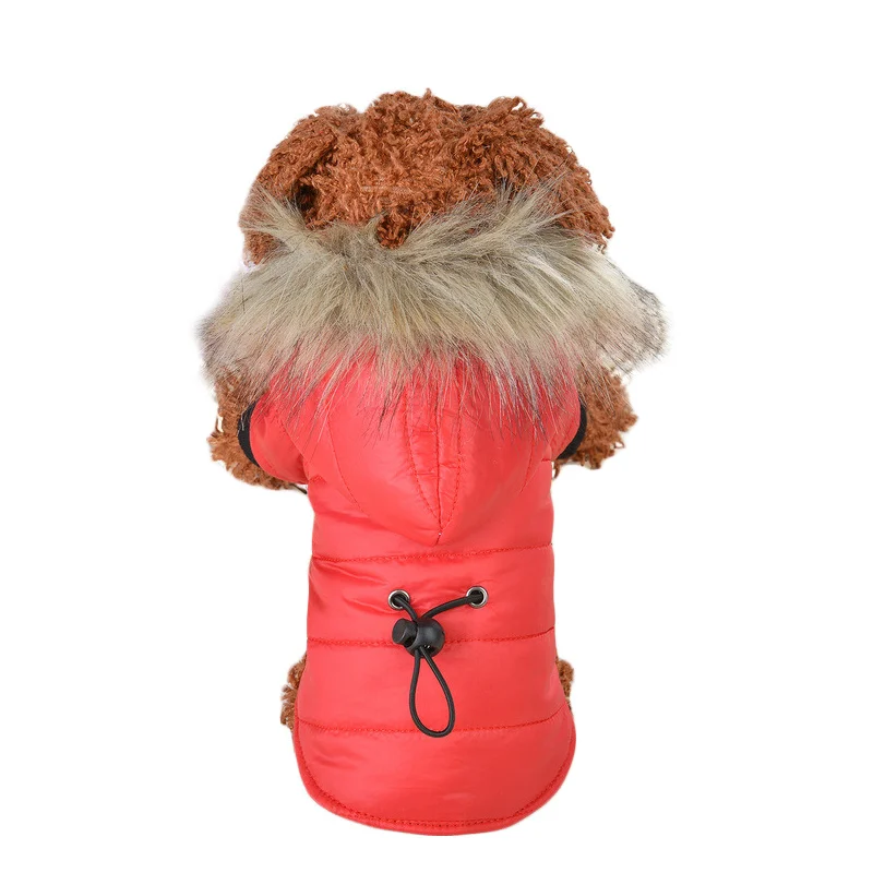 Теплая зимняя одежда для собак утолщение хлопок Jackt для маленьких собак и кошек Животные Водонепроницаемый Pet костюм красный, серый Прямая - Цвет: Красный