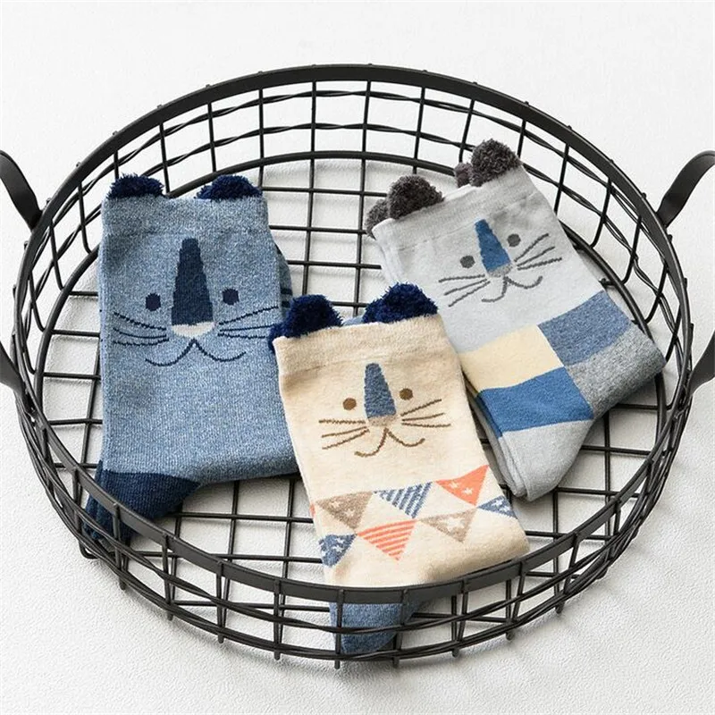 3 пар/лот новые брендовые носки Kawaii с животными Милые Японские Женские Носки с рисунком льва новинка длинные хлопковые носки