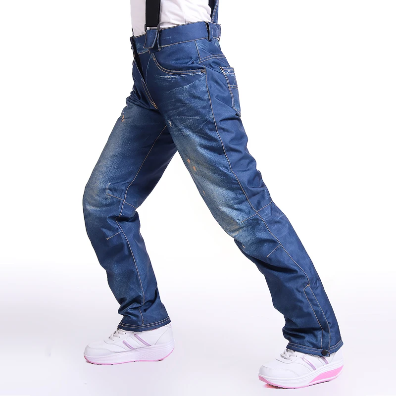 

Skiing pants women Denim ski trousers female winter Snowboarding Pants Sportswear Breathable Waterproof windproof WARM