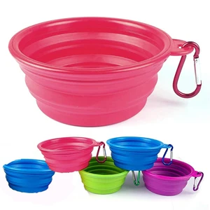 Складная Собака Кошка Pet Travel Еда кормушка блюдо воды Портативный силиконовые чаша - изображение