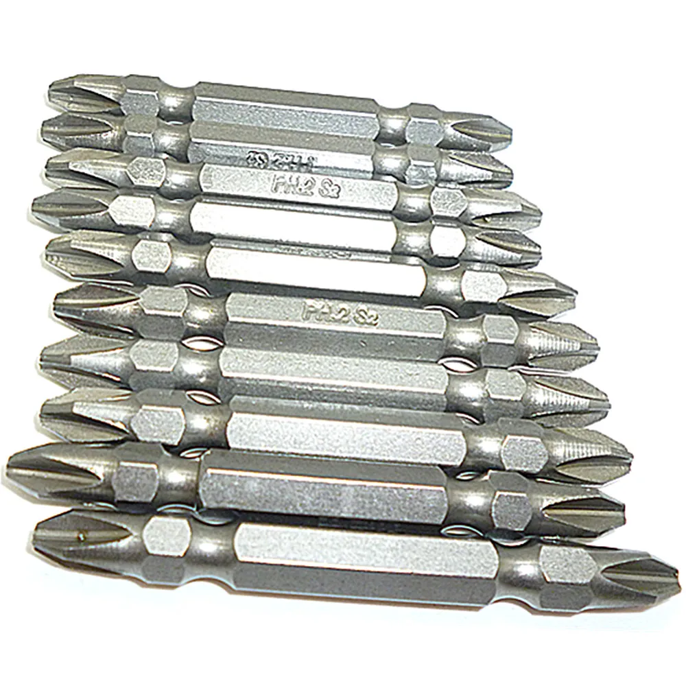 10pc Ph2 Philps 65mm Long Screwdriver Bits Double Side Electric