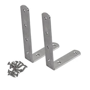

2PCS Stainless Steel Corner Braces 150x100x25mm L-Shaped Brackets Right Angle Braces Brackets Fasteners with 12 Screws
