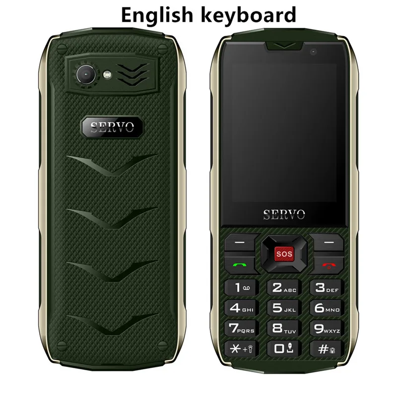 Мобильный телефон SERVO H8, 2,8 дюймов, 4 sim-карты, 4 режима ожидания, Bluetooth, фонарик, GPRS, 3000 мАч, внешний аккумулятор, телефон с клавиатурой на русском языке - Цвет: Green English Button