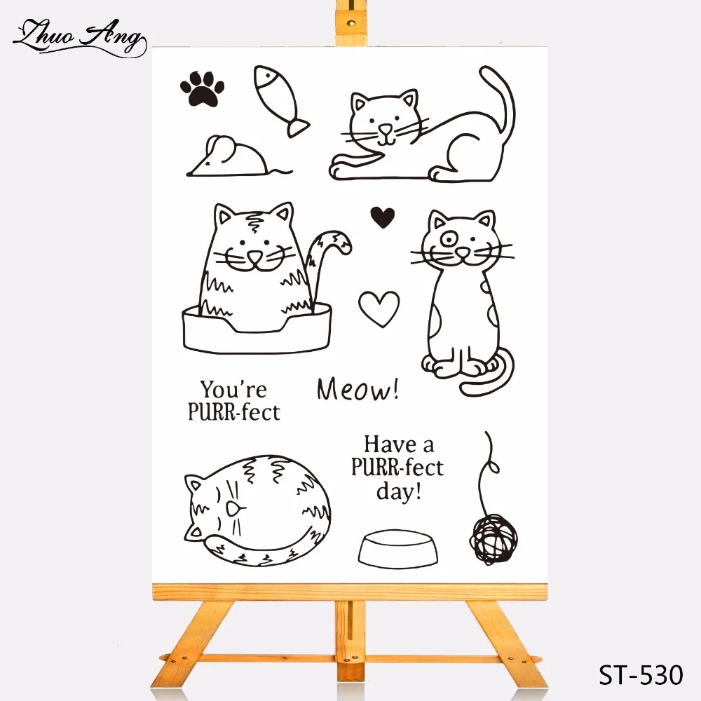 

ZhuoAng Transparent Clear Stamp The Cat's Food Seal for DIY Scrapbooking Photo Album Card Making DIY Decoration Supply
