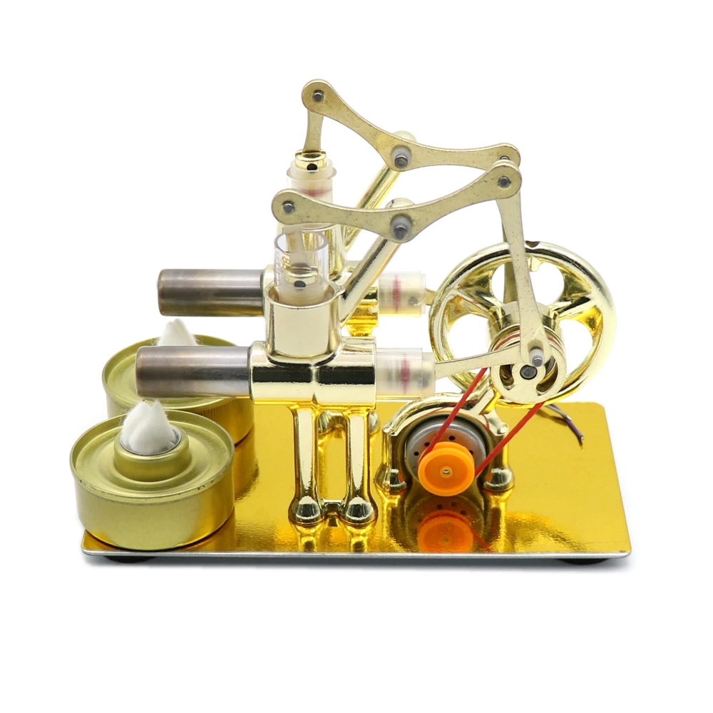 Details about   Double Cylinders Hot Air Stirling Engine Model Generator Motor Steam Power Toy 