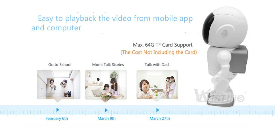 Wistino 960P 1.3MP робот-камера, wifi, детский монитор, беспроводная CCTV ip-камера, ИК светодиоды, удаленное домашнее умное видео монитор, TF карта, для помещений