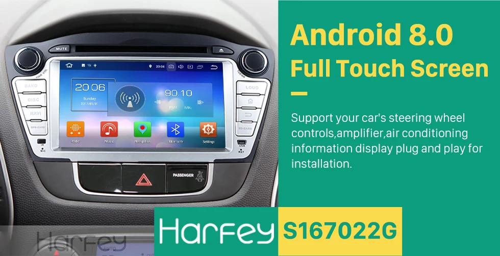 Clearance Harfey 7 inch 8-core Android 8.0 Car DVD Player GPS Navigation for 2009 2010 2011 2012 2013 2014 Hyundai with 4G+32G support 3G 0