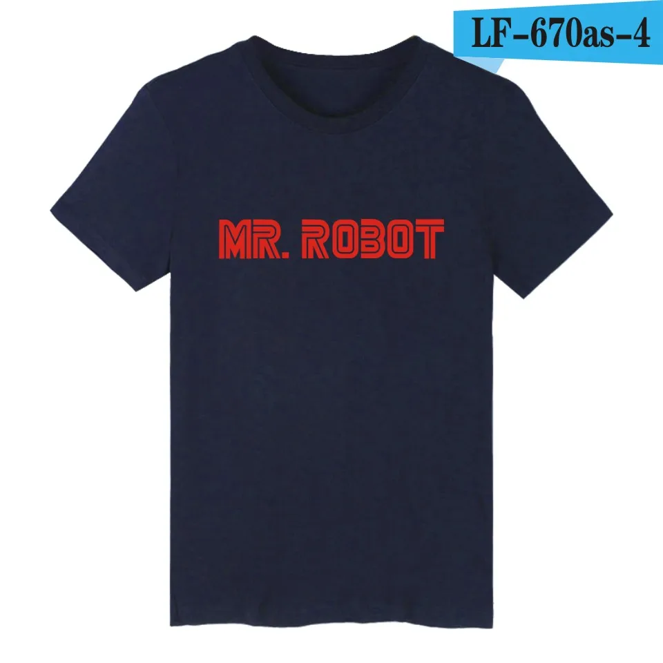 LUCKYFRIDAYF MR футболка с роботом летняя футболка MR Robot футболка с роботом Homme мужская футболка в стиле хип-хоп MR Robot футболка с надписью Fsociety одежда - Цвет: navy blue