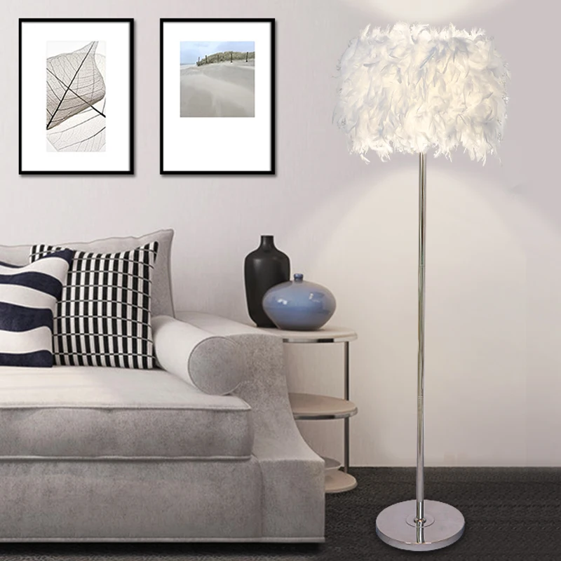 floor lamp with feather shade