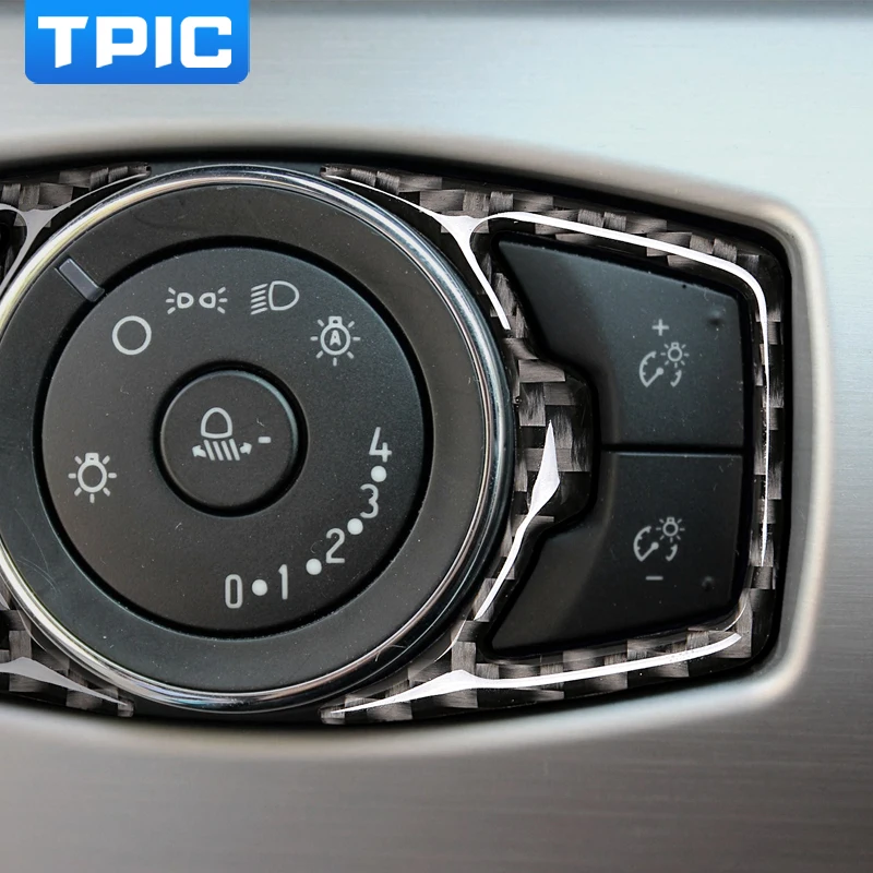 TPIC для Ford Mustang крышка переключателя фар из углеродного волокна отделка стикер для стайлинга автомобиля аксессуары для интерьера