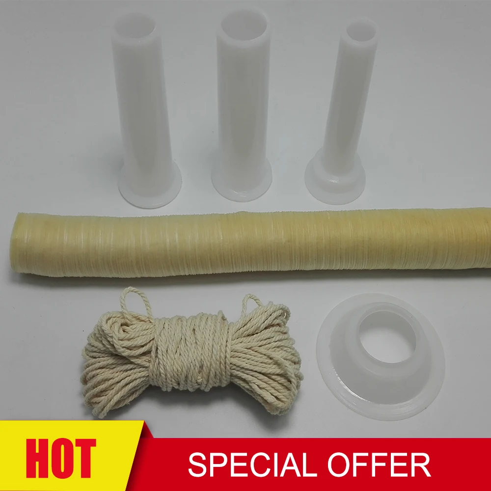 

Butcher's String + Nozzles for Grinder Meat Filling Funnel +BBQ 15m*44mm Sausage Tube Casing for Sausage Maker Machine Inedible