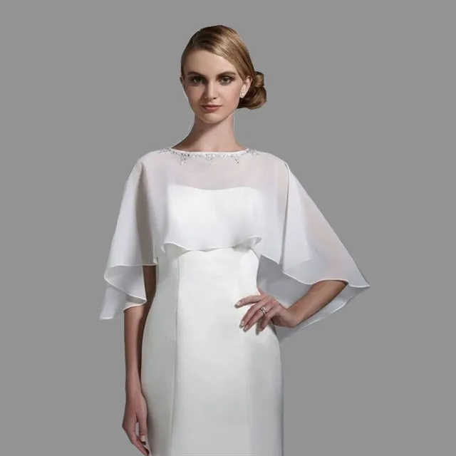 Bolero Mariage Bridal Shawl Wrap Chiffon Ivory White On Bolero Mariage Bridal Shawl Wrap Chiffon Ivory White On Accessories Chaqueta Noiva 2016 Women S