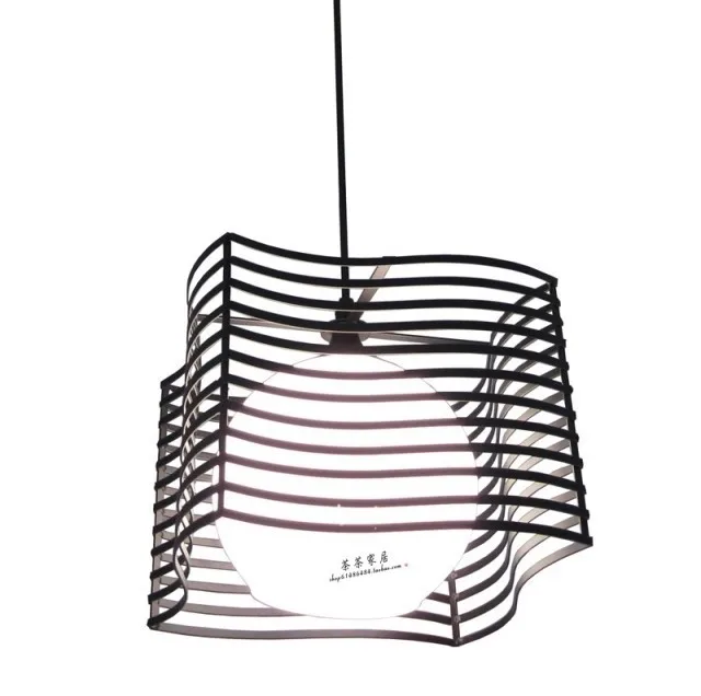 

Wavy stripes of black and white wrought iron pendant lamp single head hanging glass lamp modern pendabt light personality FG607